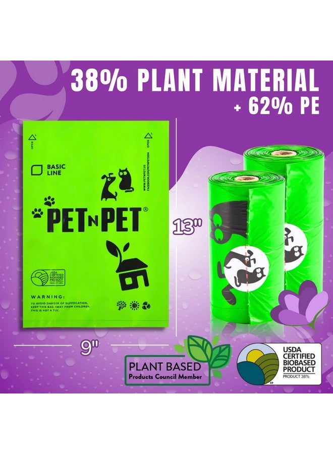 بت آن بت أكياس فضلات الكلاب الخضراء من Pet N Pet، 1080 كيسًا، 38% منها نباتية و62% بولي إيثيلين، لفات أكياس فضلات الكلاب السميكة جدًا، 9 × 13 بوصة، كيس نفايات الحيوانات الأليفة برائحة اللافندر - Image 2