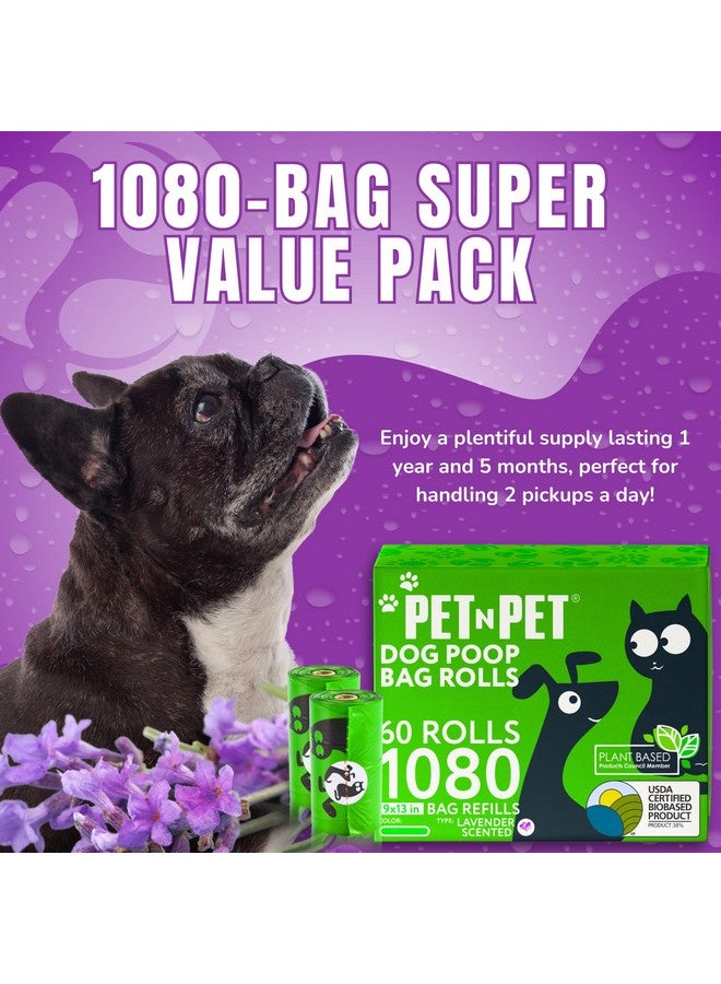 بت آن بت أكياس فضلات الكلاب الخضراء من Pet N Pet، 1080 كيسًا، 38% منها نباتية و62% بولي إيثيلين، لفات أكياس فضلات الكلاب السميكة جدًا، 9 × 13 بوصة، كيس نفايات الحيوانات الأليفة برائحة اللافندر - Image 4