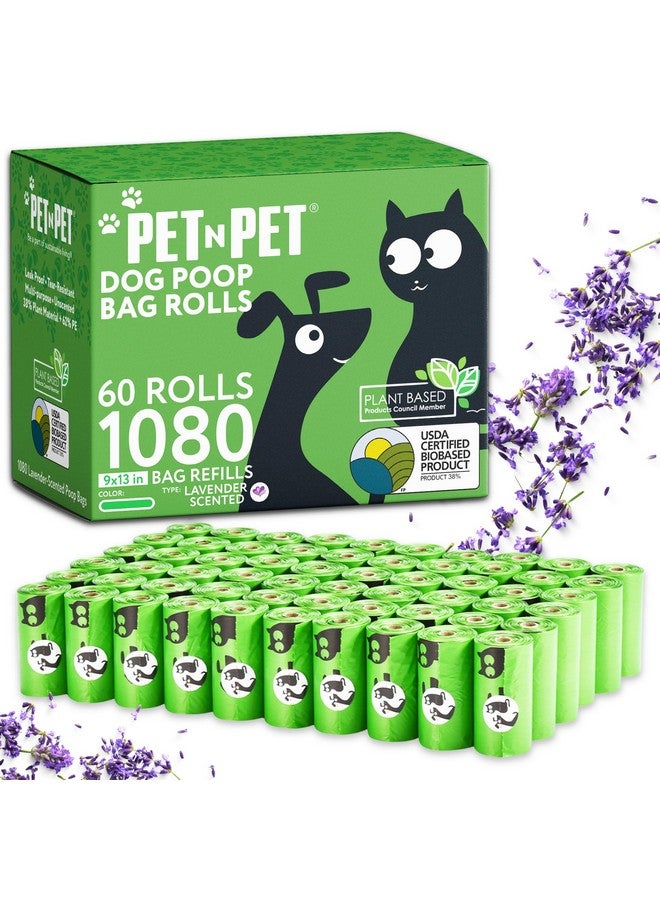 بت آن بت أكياس فضلات الكلاب الخضراء من Pet N Pet، 1080 كيسًا، 38% منها نباتية و62% بولي إيثيلين، لفات أكياس فضلات الكلاب السميكة جدًا، 9 × 13 بوصة، كيس نفايات الحيوانات الأليفة برائحة اللافندر - Image 1