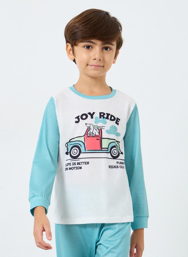 Styli Green Graphic Print Long Sleeve T-Shirt and Pyjama Set - Image 3