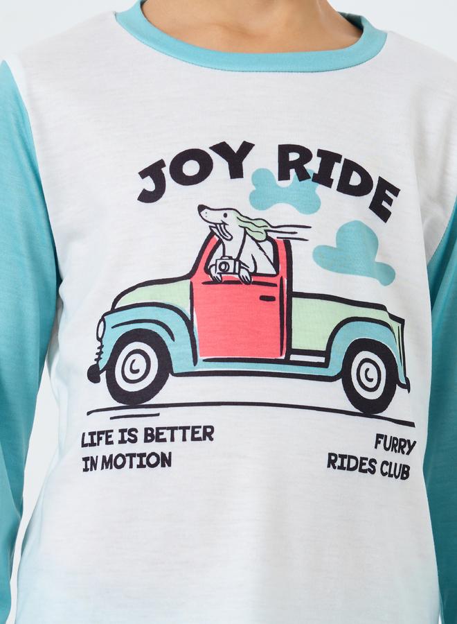 Styli Green Graphic Print Long Sleeve T-Shirt and Pyjama Set - Image 4