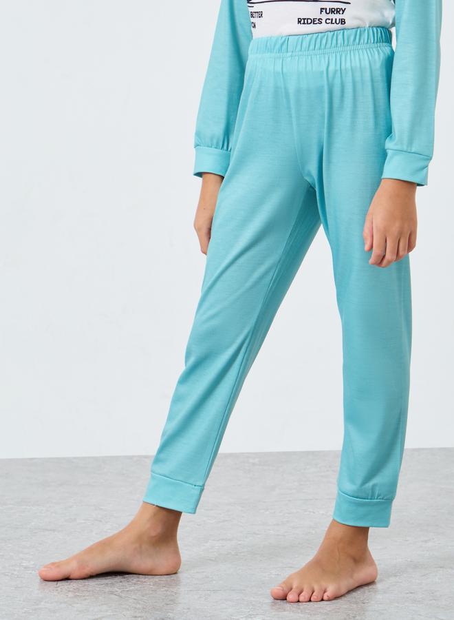 Styli Green Graphic Print Long Sleeve T-Shirt and Pyjama Set - Image 5