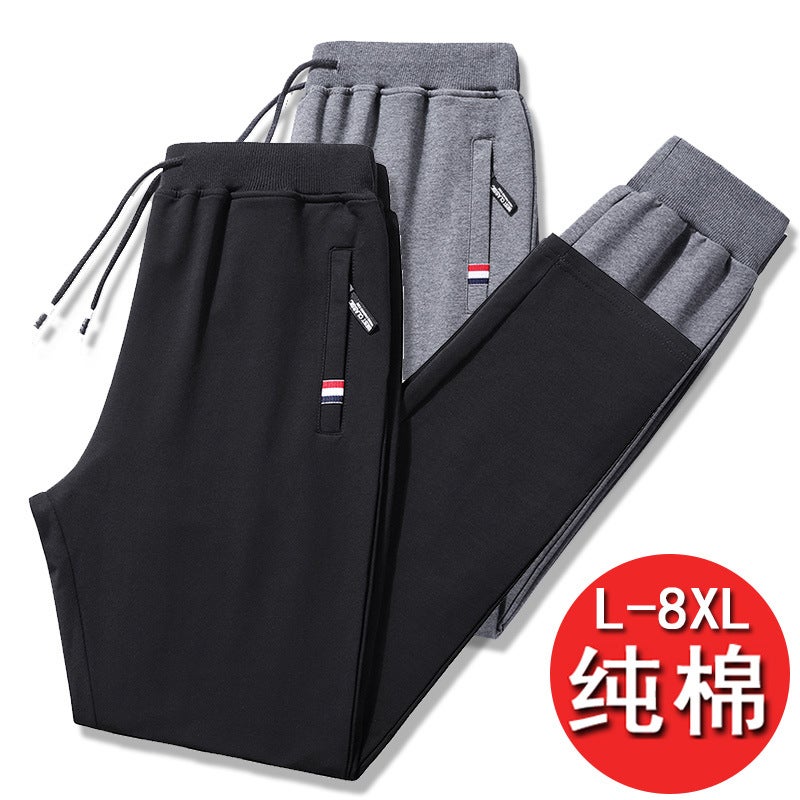 Men'S Pure Cotton Sweatpants Loose Plus Size Casual Pants With Zipper Pockets Men'S Long Loose Straight-Leg Sweatpants - Image 2
