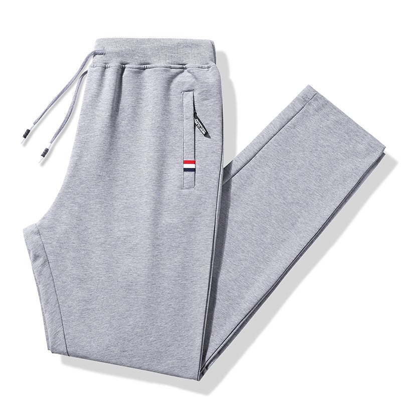 Men'S Pure Cotton Sweatpants Loose Plus Size Casual Pants With Zipper Pockets Men'S Long Loose Straight-Leg Sweatpants - Image 1