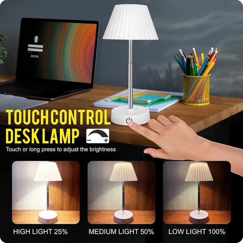 GALV TableLamp NightLamp for Bedroom StudyTableDeskLamp RechargeableLamp Collapsible LED Touch Control DeskLampWhite 1 pcs14 X 11 cm - Image 4