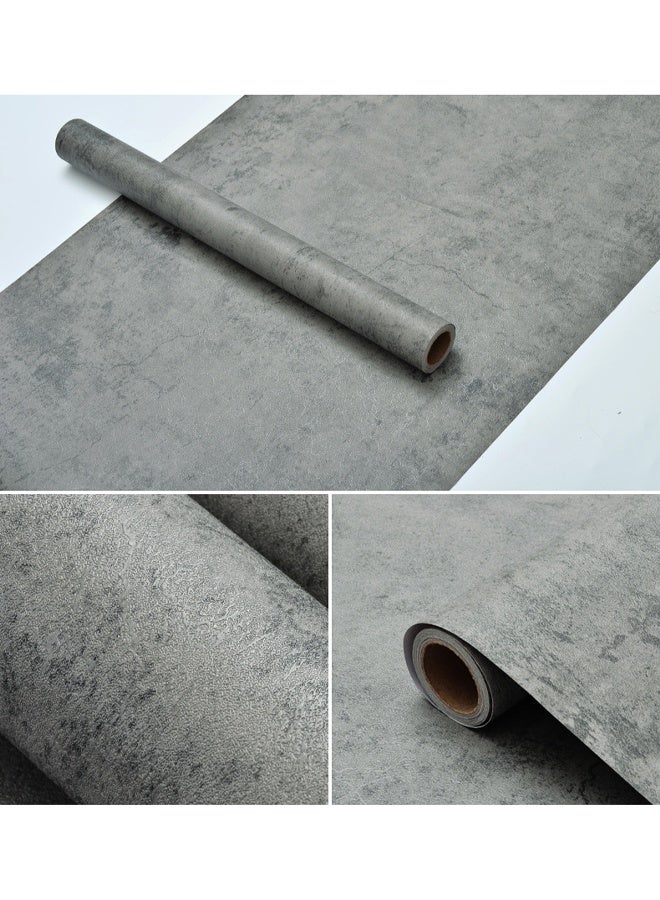 زيمي حوّل منزلك باستخدام ورق جدران ذاتي اللصق باللون الرمادي الداكن من ريترو سيمنت - مثالي للخزائن وأسطح العمل والمزيد! (40*500 سم) - Image 1