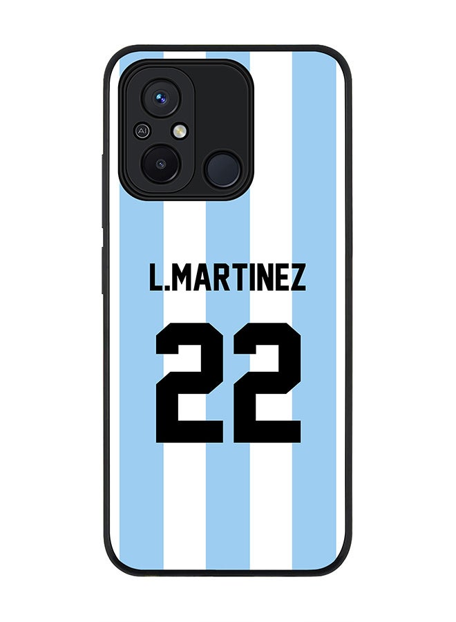 Stylizedd Rugged Black edge case for Xiaomi Redmi 12C 4G, Slim fit Soft Case Flexible Rubber Edges Anti Drop TPU Gel Thin Cover -  Football Team - Argentina, Player Name - L.Martinez - Image 1