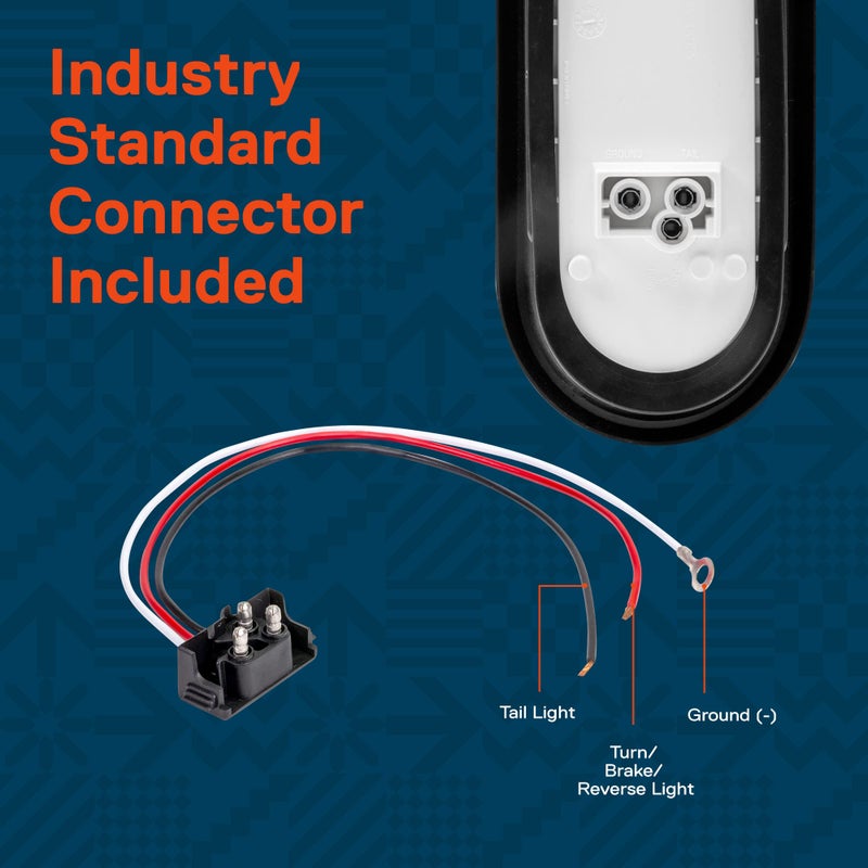 ONLINE LED STORE TRUE MODS 4 Red + 2 White 6" Oval LED Trailer Tail Light Kit [DOT FMVSS 108] [Grommets & Plugs] [IP67 Waterproof] [Stop Brake Turn Reverse] Back Up Light for Marine Boat Trailer Flat Bed Truck - Image 2