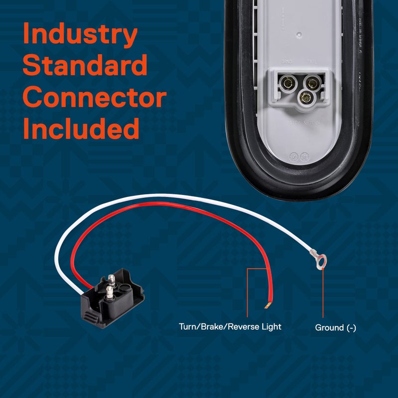 ONLINE LED STORE TRUE MODS 4 Red + 2 White 6" Oval LED Trailer Tail Light Kit [DOT FMVSS 108] [Grommets & Plugs] [IP67 Waterproof] [Stop Brake Turn Reverse] Back Up Light for Marine Boat Trailer Flat Bed Truck - Image 3