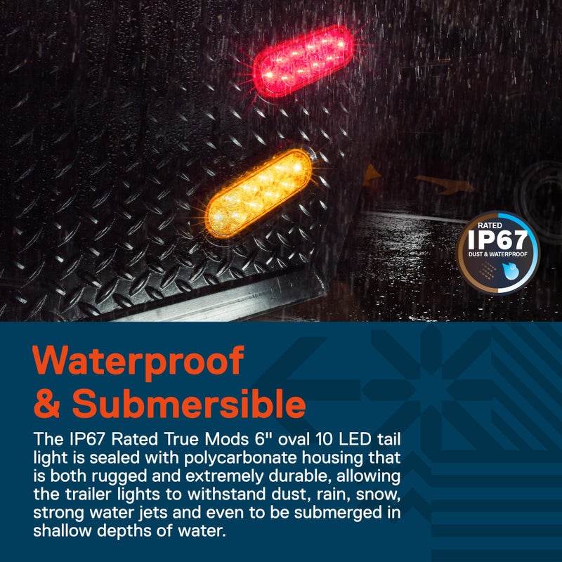 ONLINE LED STORE TRUE MODS 4 Red + 2 White 6" Oval LED Trailer Tail Light Kit [DOT FMVSS 108] [Grommets & Plugs] [IP67 Waterproof] [Stop Brake Turn Reverse] Back Up Light for Marine Boat Trailer Flat Bed Truck - Image 5