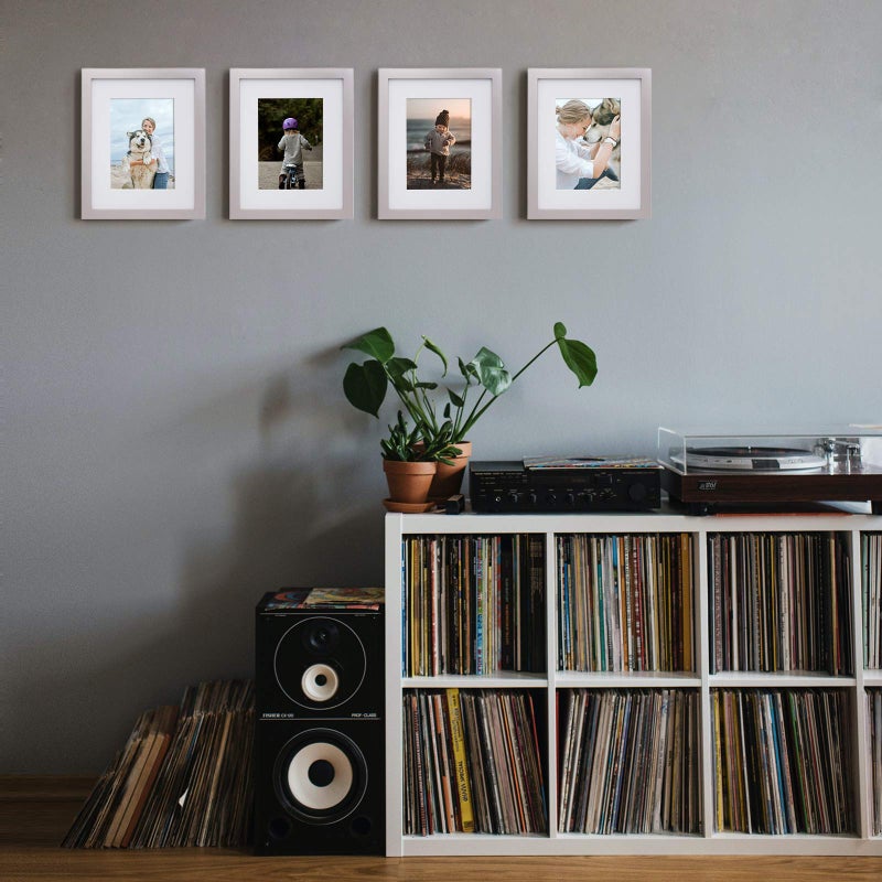 KINLINK 8x10 Picture Frames Light Grey-Wood Frames with Acrylic Plexiglass for Pictures 4x6/5x7 with Mat or 8x10 without Mat Tabletop and Wall Mounting Display  Set of 4 - Image 5