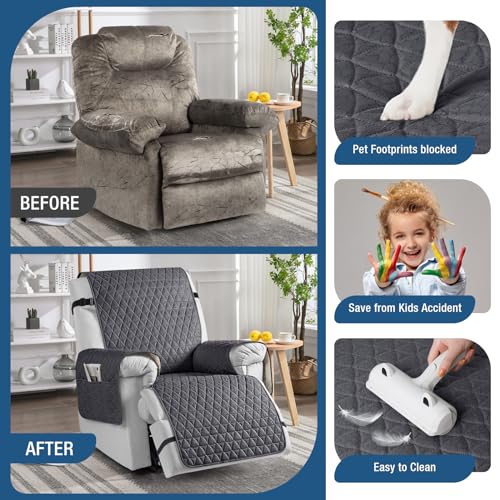 TAOCOCO 100% Waterproof Recliner Cover - Recliner Cover with Non-Slip Granule, Recliner Chair Covers with Elastic Band, Recliner Chair Covers for Reclining Chair(Dark Grey,Oversized-30'') - Image 4