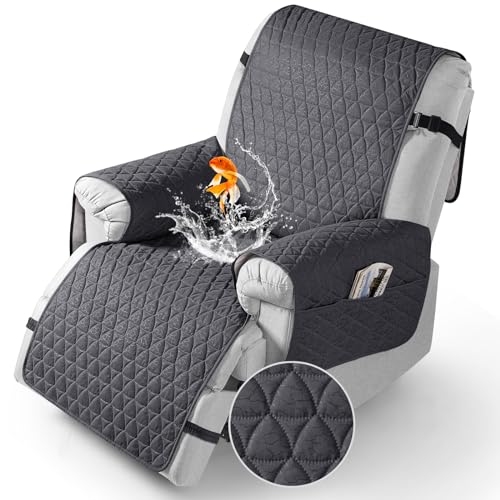 TAOCOCO 100% Waterproof Recliner Cover - Recliner Cover with Non-Slip Granule, Recliner Chair Covers with Elastic Band, Recliner Chair Covers for Reclining Chair(Dark Grey,Oversized-30'') - Image 1