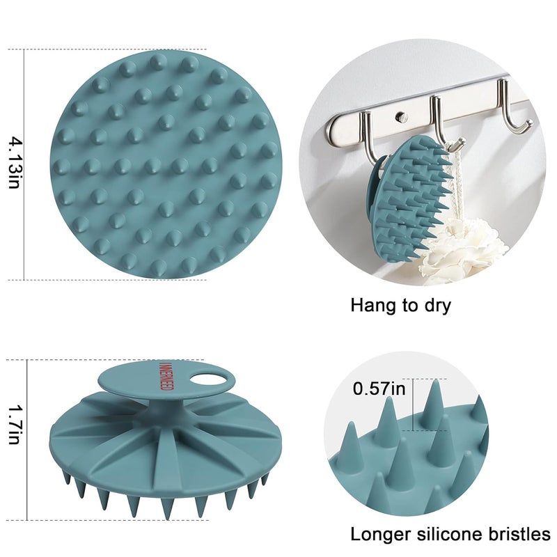Innerneed Scalp Massager Shampoo Brush, Wet & Dry Manual Scalp Care Head Scrubber Hair Washing, Soft Silicone Bristles, for Hair Growth, Dandruff Removal (Dark Green) - Image 2