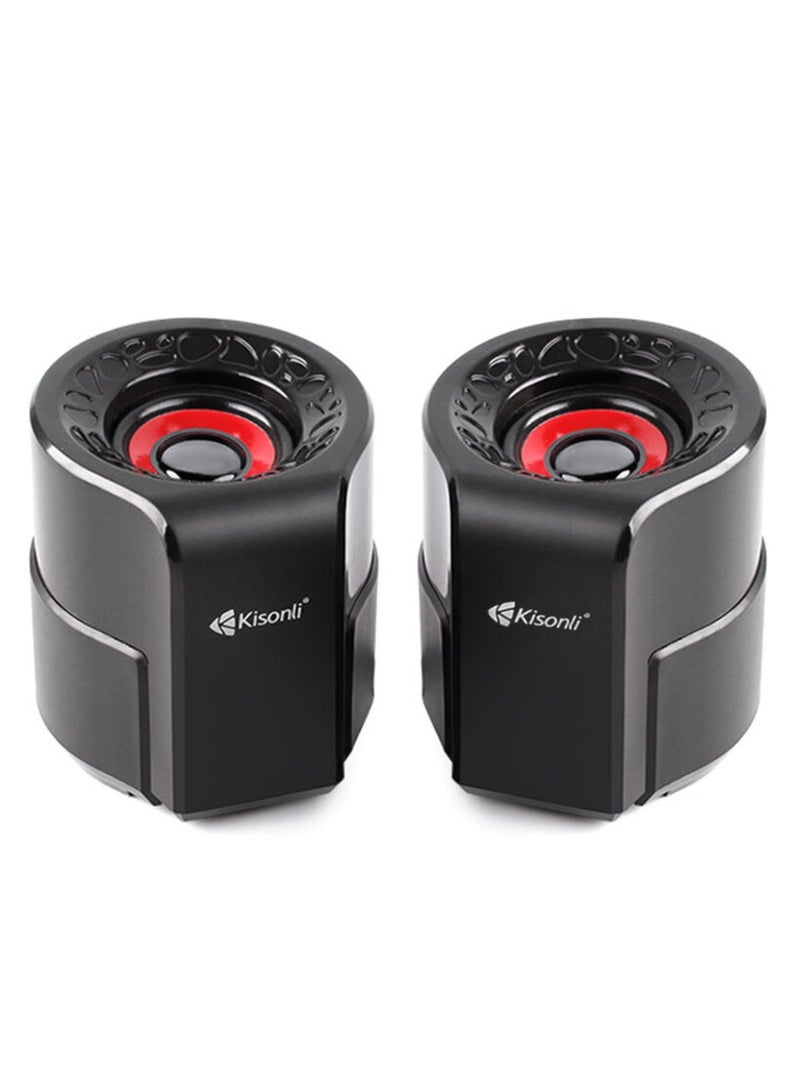 Kisonli USB 2.0 Speaker Model A-909 – 6W -High Sound Quality, Easy Connectivity with Electronics – Red mix black - Image 2