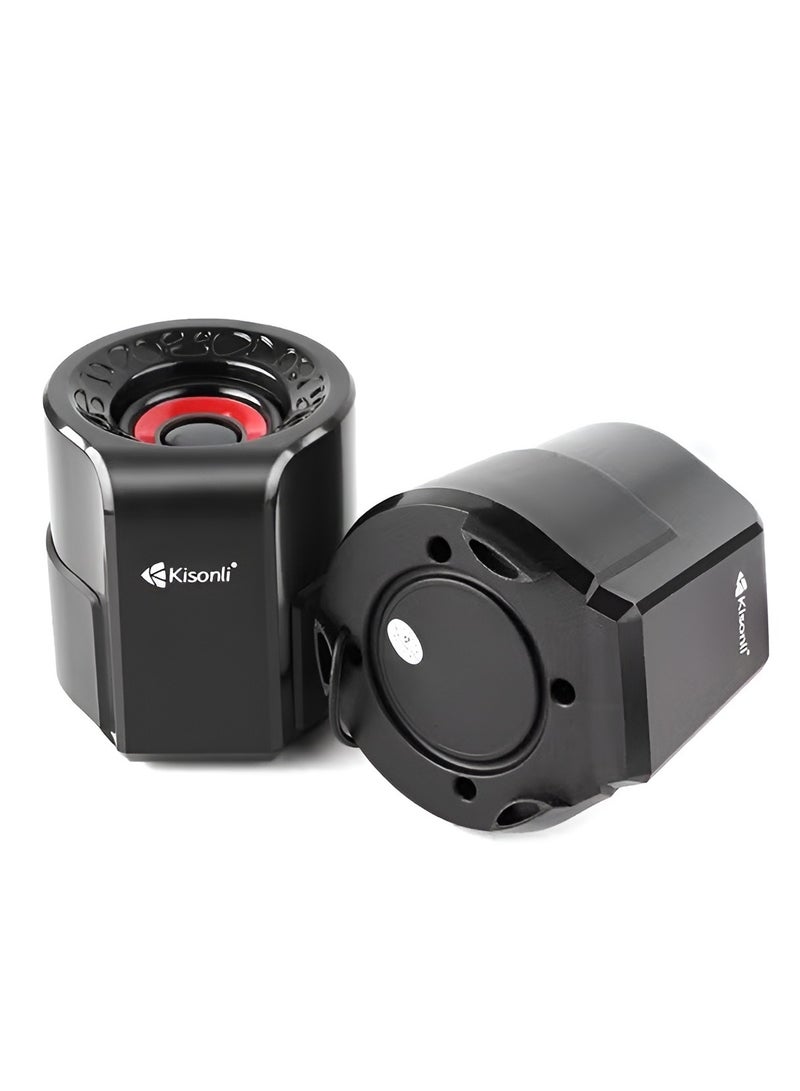 Kisonli USB 2.0 Speaker Model A-909 – 6W -High Sound Quality, Easy Connectivity with Electronics – Red mix black - Image 3