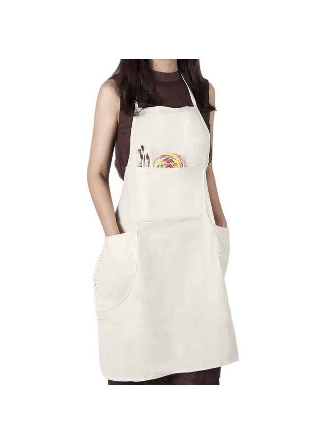 Conda 100% Cotton Canvas Professional Bib Apron With 3 Pockets For Women Men Adultswaterproofnatural 31Inch By 27Inch - Image 1