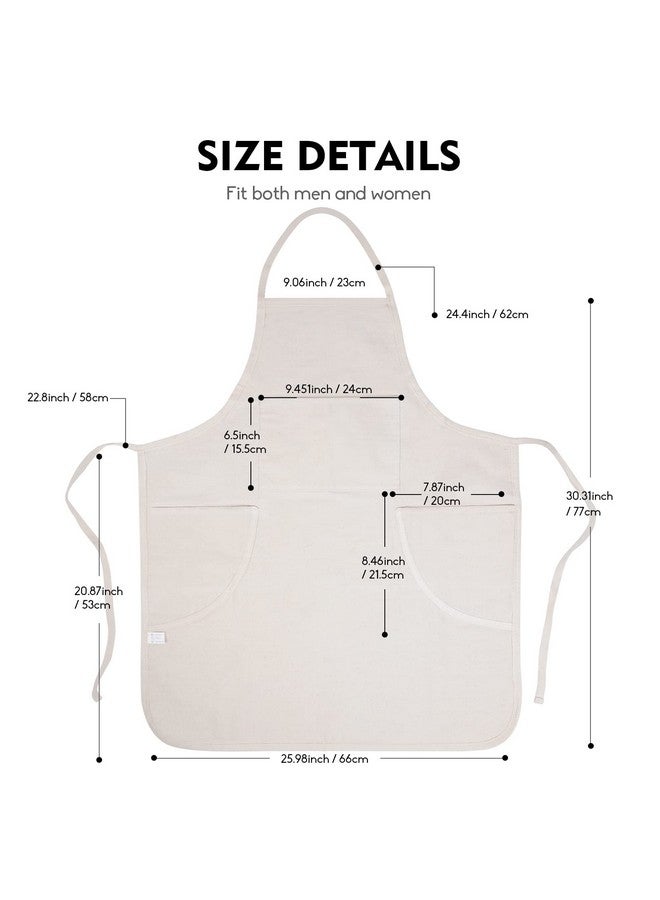 Conda 100% Cotton Canvas Professional Bib Apron With 3 Pockets For Women Men Adultswaterproofnatural 31Inch By 27Inch - Image 2
