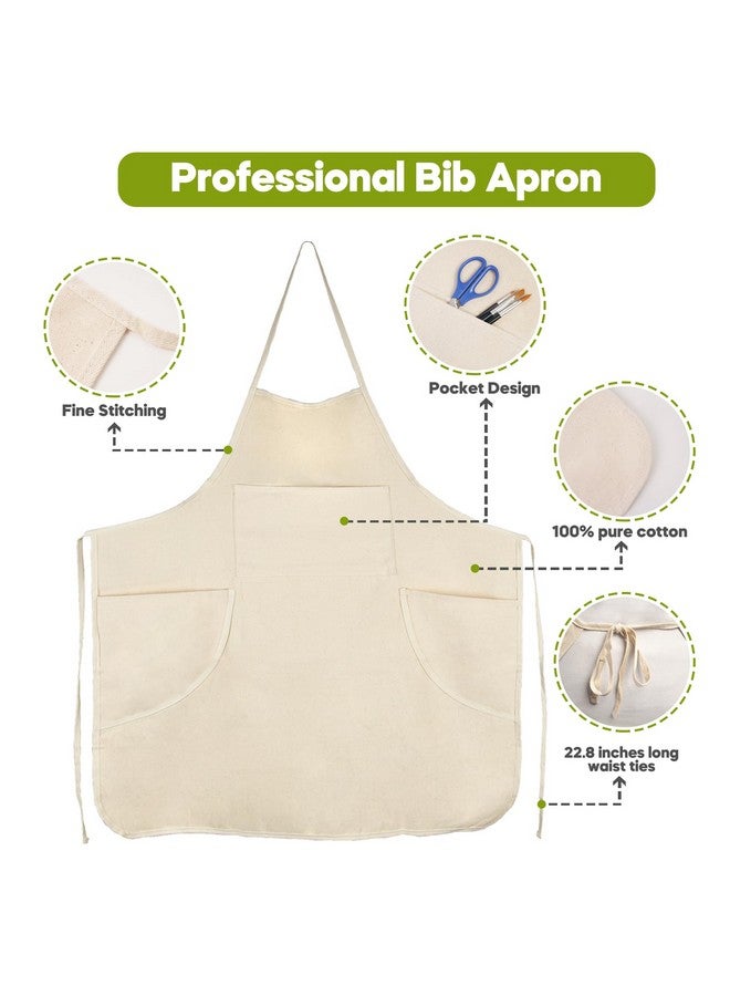 Conda 100% Cotton Canvas Professional Bib Apron With 3 Pockets For Women Men Adultswaterproofnatural 31Inch By 27Inch - Image 5