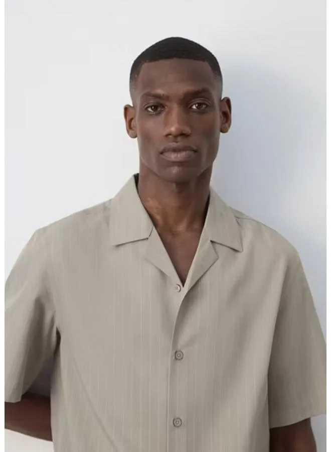 Mango Man 35-TOPO Lyocell Blend Striped Shirt for Men | Best Price UAE