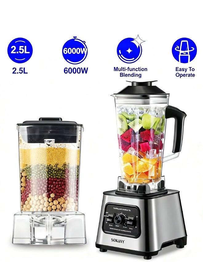sokany Countertop Blenders 2.5 L, Multi Purpose Blenders, 15 Speed Blender with Durable Stainless Steel Blades, BPA Free Blender for Shakes and Smoothies, Nuts, and Fruits, 6000W,SK-999 - Image 1