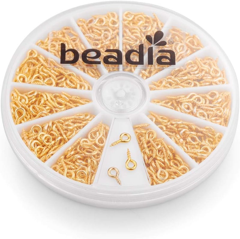 beadia Gold Plated Small Screw Eye Pins 4mmx8mm for Jewelry Making Handmade DIY (600pcs) - Image 1