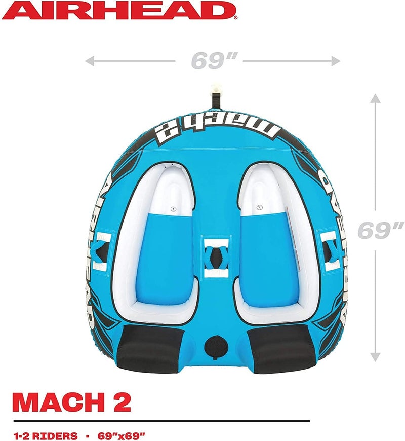 Airhead Mach 2 Towable Tube for Boating - 1-2 Rider, Blue - Image 3