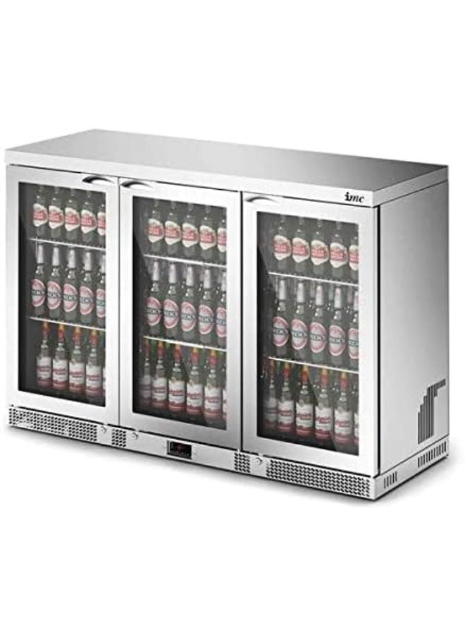 IMC Mistral M135, Undercounter Three Door Bottle Cooler Front Load, Water Cooler, Bevergae Cooler, Glass Door (Stainless Steel) - Image 1