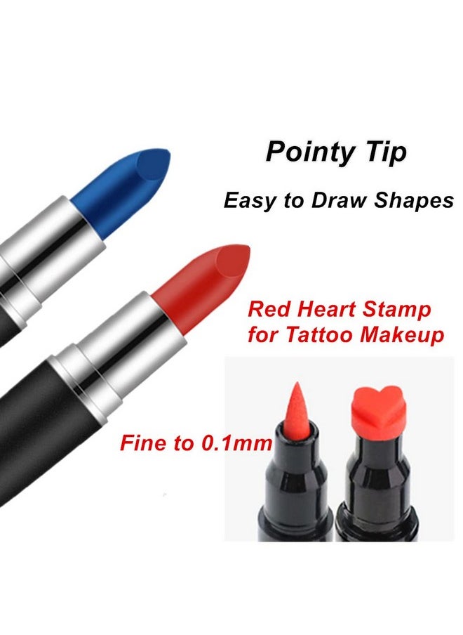 Mysense - Face Paint Kit Halloween Harley Quinn Costumes Cosplay Party Makeup For Women Girls Kids Blue & Red Face Body Painting Cream Blendable Sticks Liquid Eyeliner Stamp Pen Accessories Set - Image 1