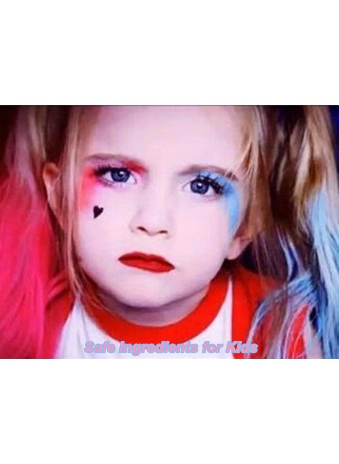 Mysense - Face Paint Kit Halloween Harley Quinn Costumes Cosplay Party Makeup For Women Girls Kids Blue & Red Face Body Painting Cream Blendable Sticks Liquid Eyeliner Stamp Pen Accessories Set - Image 1