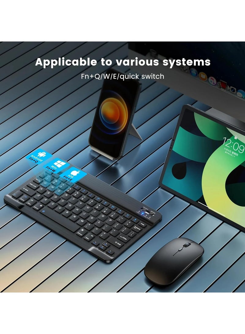 DUSALA Ultra-Slim Bluetooth Keyboard Portable Mini Wireless Keyboard Rechargeable for Apple iPad iPhone Samsung Tablet Phone Smartphone iOS Android Windows (10 inch Black) - Image 4