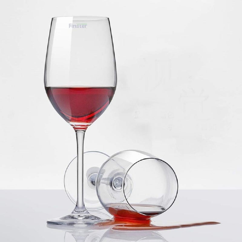 FINSTER Crystal RedWhite Wine Glasses Set of 4 Pieces Clear 400 ml Round Wine Glass - Image 1