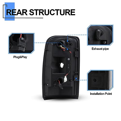 ROXX LED Tail Light Compatible with 2000 2001 2002 2003 2004 2005 2006 Chevrolet Suburban/Tahoe 2000-2006 GMC Yukon (not fit Double Door/Barn Door Style models) (Black Housing/Smoke Lens) - Image 5
