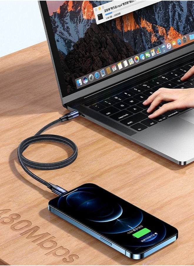 Usams IPhone Cable 20W 2M USB C to Lightning Fast Charging Wire Braided Cord Fast PD Charge for iPhone 14/14 Plus/ 14 Pro/14 Pro Max/iPhone 13/12/11/XS/Pro Max /Pro/Mini/SE/ ipad 9 Black  - Image 2