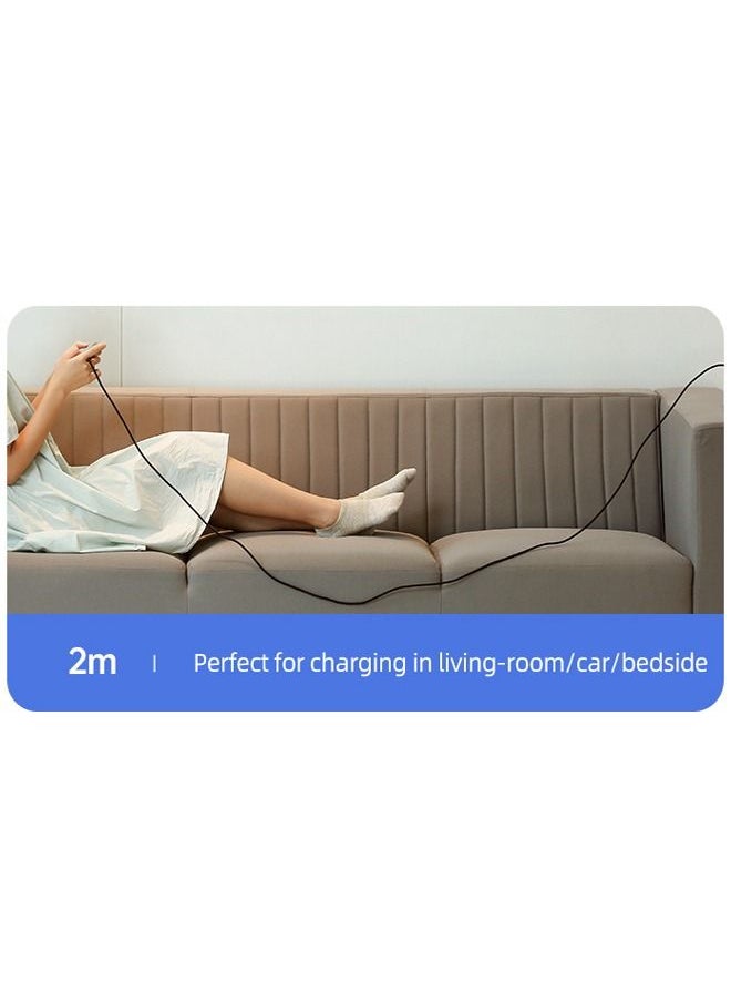 Usams IPhone Cable 20W 2M USB C to Lightning Fast Charging Wire Braided Cord Fast PD Charge for iPhone 14/14 Plus/ 14 Pro/14 Pro Max/iPhone 13/12/11/XS/Pro Max /Pro/Mini/SE/ ipad 9 Black  - Image 5