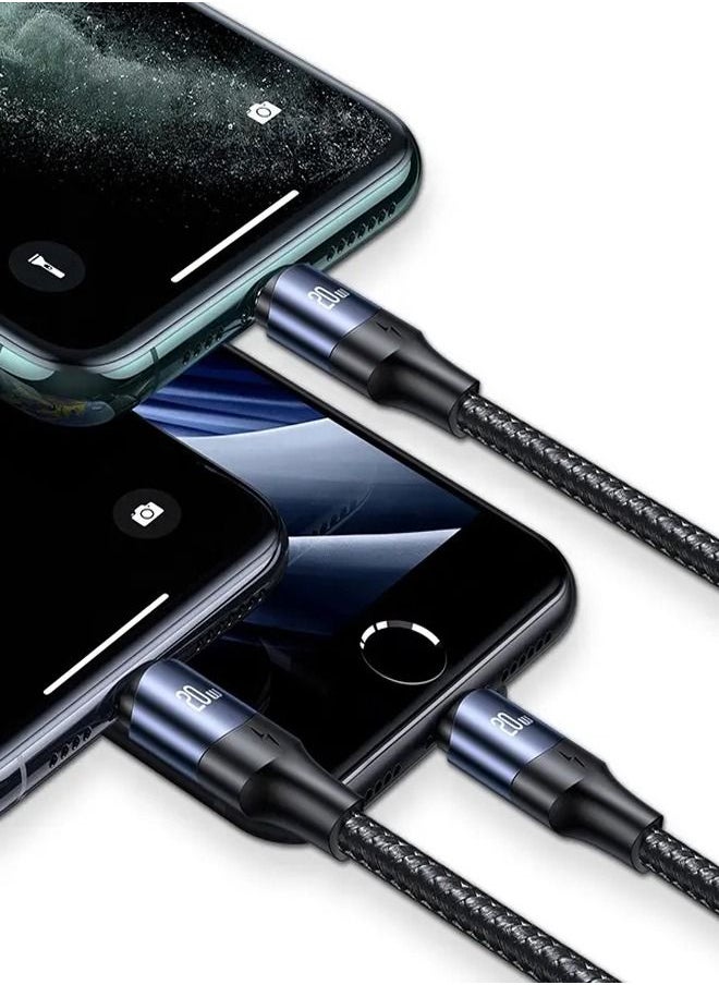 Usams IPhone Cable 20W 2M USB C to Lightning Fast Charging Wire Braided Cord Fast PD Charge for iPhone 14/14 Plus/ 14 Pro/14 Pro Max/iPhone 13/12/11/XS/Pro Max /Pro/Mini/SE/ ipad 9 Black  - Image 4