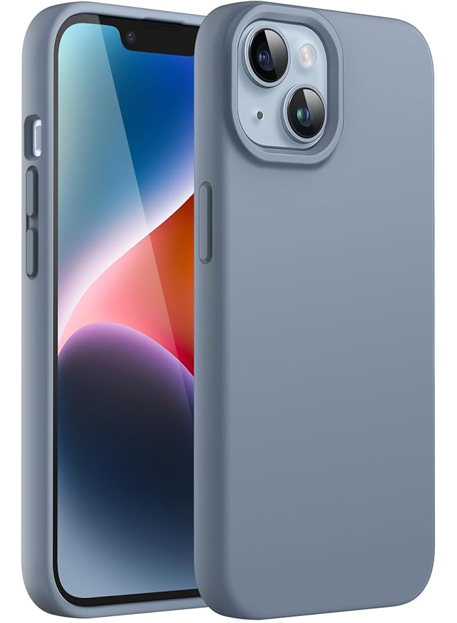 جي تيك جراب سيليكون لهاتف آيفون 14 مقاس 6.1 بوصة، جراب حماية كامل للجسم ناعم الملمس مقاوم للصدمات مع بطانة من الألياف الدقيقة، أزرق سييرا - Image 1