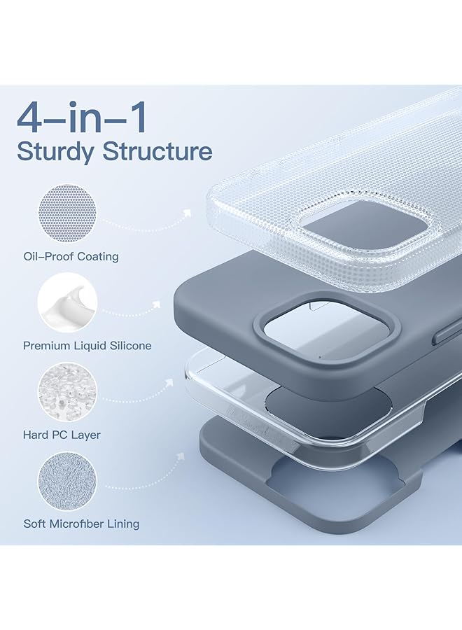 جي تيك جراب سيليكون لهاتف آيفون 14 مقاس 6.1 بوصة، جراب حماية كامل للجسم ناعم الملمس مقاوم للصدمات مع بطانة من الألياف الدقيقة، أزرق سييرا - Image 3