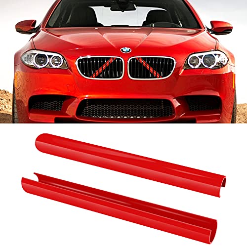 Jaronx Compatible with BMW Grill Inserts for 2 5 6 7 X1 X2 Series,F10 F11 F45 F12 F13 F01 F02 F48, Compatible with BMW V Brace Wrap Covers Blue Grill Stripes Front Insert Trims Stripes (Red) - Image 1