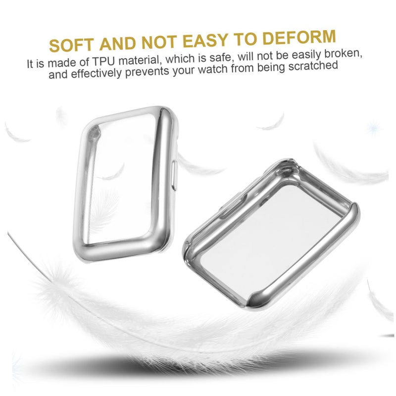 2pcs Full Coverage TPU Watch Cases For Watch Fit Durable Scratch Protective Shells Shock Resistant Soft Covers Silver - Image 4