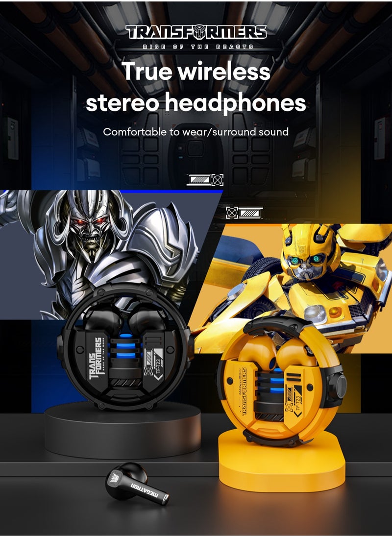 Transformers TF-T23 حقيقية اللاسلكية سماعات بلوتوث HiFi جودة الصوت، بطارية كبيرة، بلوتوث 5.4 مع ميكروفون.