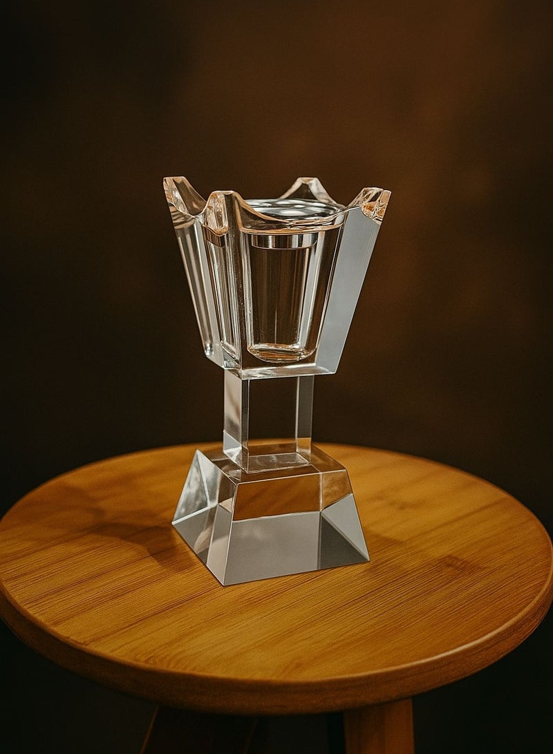 Luxury glass incense burner with a modern design and elegant details 