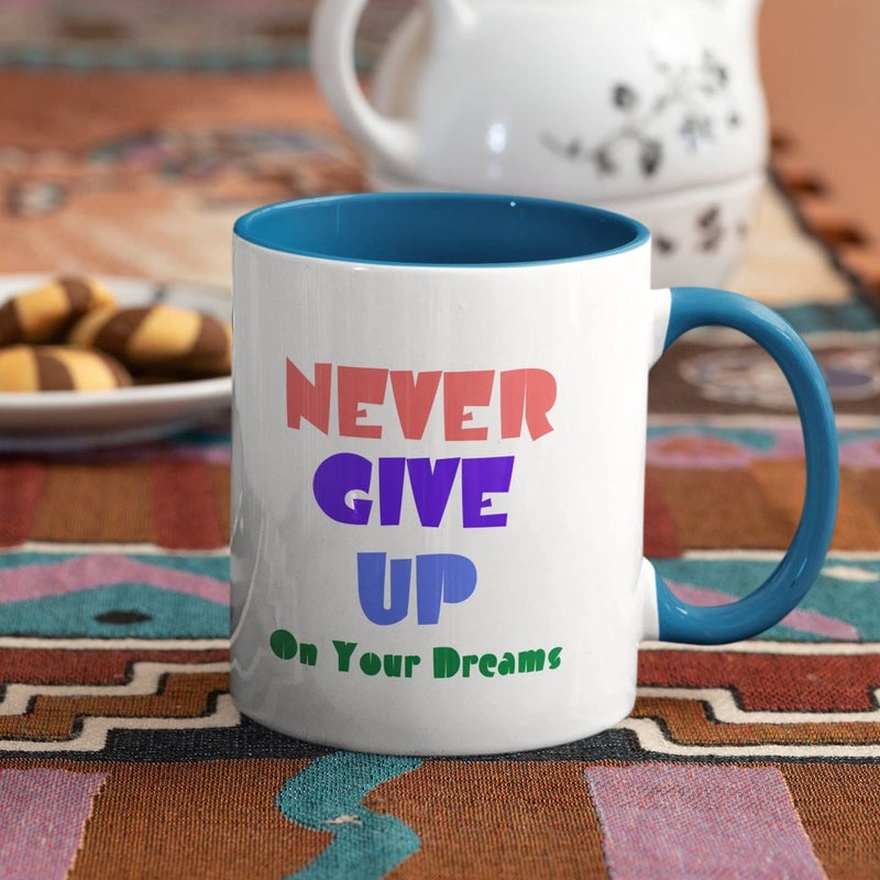 KALIDHAR Never Give Up On Your Dreams Coffee Mug Plan for Success Mug Dream Big Mug Motivational Gift Colleague Gifts Coworker Mug - Image 1