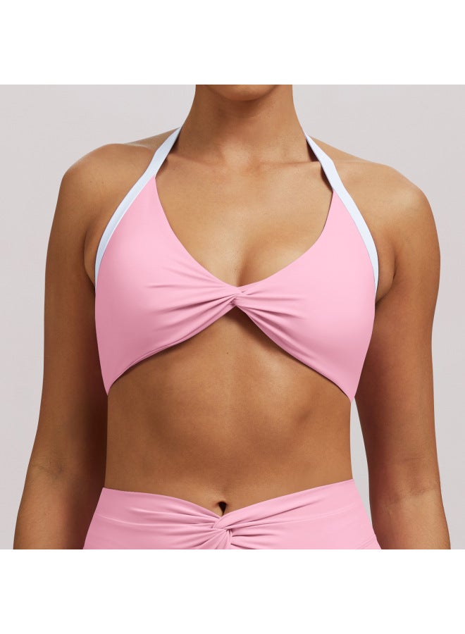 Naked-feel Halter Neck Yoga Sports Bra, Backless Slimming Fashion Sports Bra, Outdoor Casual Running Fitness Underwear