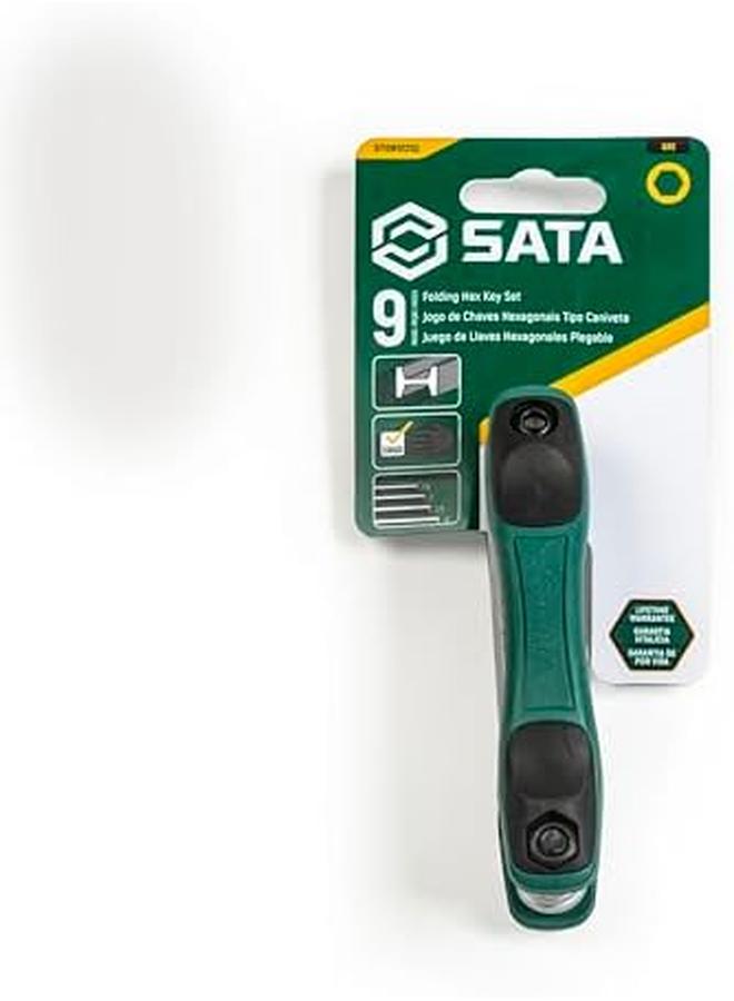 Sata 9 Pc. Sae Hex Key Fold Up Set 5 64 3 32 7 64 1 8 9 64 5 32 3 16 7 32 1 4” - Image 3