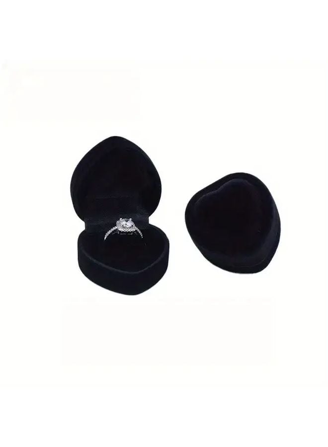Luxury Heart Shaped Velvet Jewelry Box Black Inside Storage For Rings Earrings Necklaces Perfect Gift - Image 1