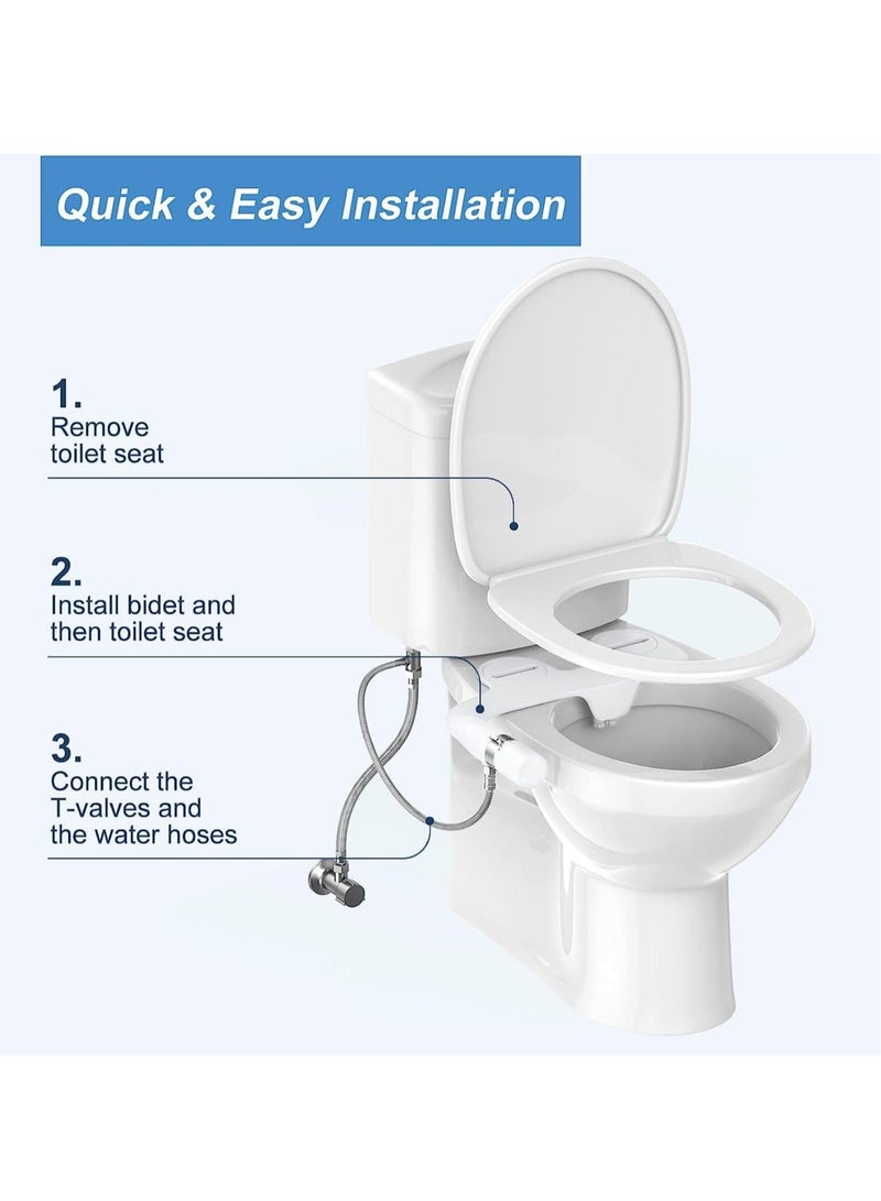 كابتن تيك Ultra-Slim Bidet Attachment for Toilet Dual Nozzle, Hygienic Bidets for Existing Toilets, Adjustable Water Pressure Cold Water Sprayer Baday, Rear and Feminine Wash - Image 3