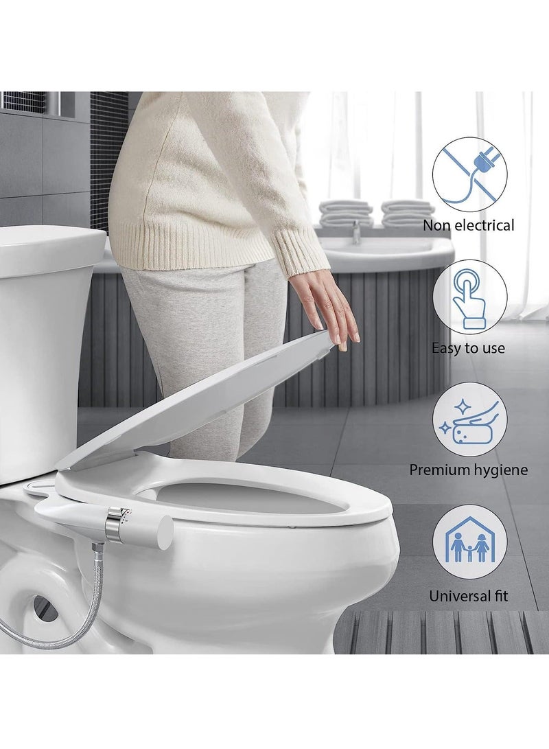 كابتن تيك Ultra-Slim Bidet Attachment for Toilet Dual Nozzle, Hygienic Bidets for Existing Toilets, Adjustable Water Pressure Cold Water Sprayer Baday, Rear and Feminine Wash - Image 4
