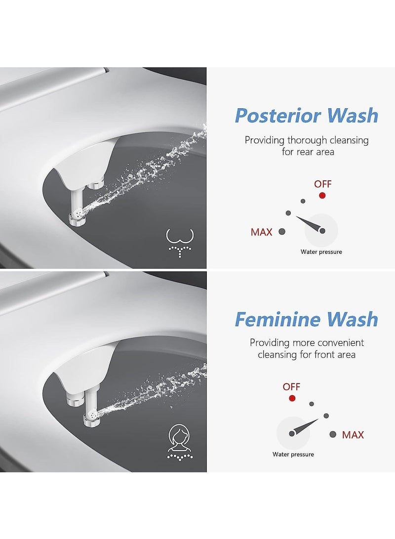 كابتن تيك Ultra-Slim Bidet Attachment for Toilet Dual Nozzle, Hygienic Bidets for Existing Toilets, Adjustable Water Pressure Cold Water Sprayer Baday, Rear and Feminine Wash - Image 5