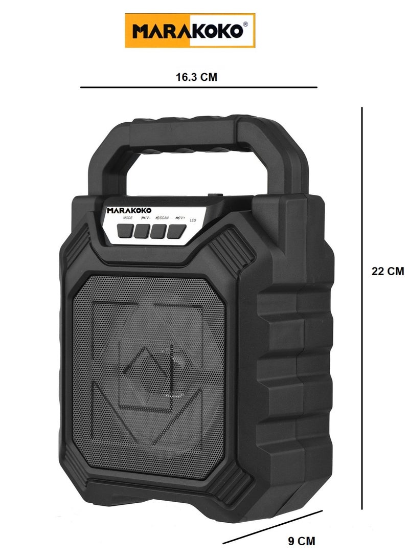 Marakoko Portable Wireless Bluetooth Karaoke Speaker with Wired Microphone, AUX Port, And External Memory Slot. In Black - Image 2